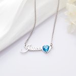 Personalised Minimalism  Heart Birthstone Name Necklace Birthday Anniversary Gift for Women