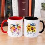 Tazza in ceramica da 11 oz con nome Classe 2025 Regalo di laurea per laureati personalizzato con tappo floreale