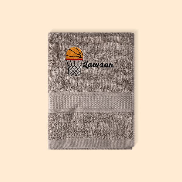 Toalla de gimnasio de algodón bordada con el tema del baloncesto personalizada y superabsorbente con el nombre Regalo de cumpleaños deportivo para los