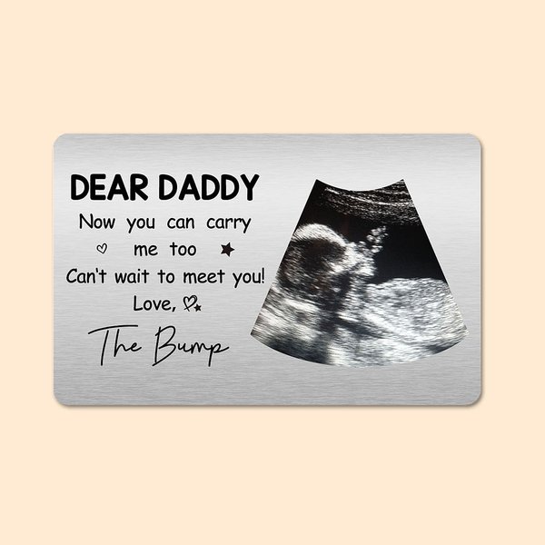 Carte de Portefeuille Personnalisée avec Titre Nom et Photo d'Échographie en Mode B Cadeau pour Nouveaux Parents