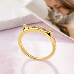 Personalizada de plata esterlina de hueso de perro Anillo de impresión de la pata con el nombre grabado regalo de cumpleaños para el gato perro amante