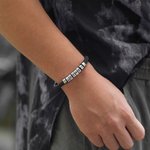 Personalised 1-8 Beads Braided Leather Men's Bracelet with Name Father's Day Birthday Gift for Him