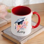 Tazza in ceramica da 11 oz con nome Classe 2025 Regalo di laurea per laureati personalizzato con tappo floreale