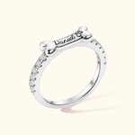 Personalizada de plata esterlina de hueso de perro Anillo de impresión de la pata con el nombre grabado regalo de cumpleaños para el gato perro amante