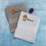Toalla de gimnasio de algodón bordada con el tema del baloncesto personalizada y superabsorbente con el nombre Regalo de cumpleaños deportivo para los