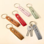 Personalised Birth Flower PU Leather Keychain with Engraved Name Wedding Party Birthday Gift for Her
