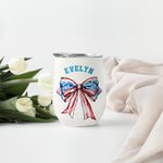 Personlig Amerikansk Flagga 1776 Fluga 12oz Namn Vin Tumbler Cup med halm Independence Day 4th of July Present till familj vän