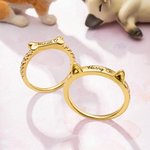 Personalizada de plata esterlina de hueso de perro Anillo de impresión de la pata con el nombre grabado regalo de cumpleaños para el gato perro amante