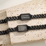 Bracelet Oyster Personnalisé avec Titre et Texte Gravés Bracelet Moderne et Minimaliste Cadeau Anniversaire Fête des Pères pour Homme Mari Petit Ami