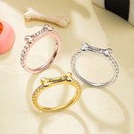Personalizada de plata esterlina de hueso de perro Anillo de impresión de la pata con el nombre grabado regalo de cumpleaños para el gato perro amante