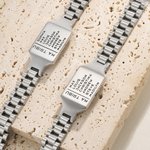 Bracelet Oyster Personnalisé avec Titre et Texte Gravés Bracelet Moderne et Minimaliste Cadeau Anniversaire Fête des Pères pour Homme Mari Petit Ami