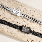 Bracelet Oyster Personnalisé avec Titre et Texte Gravés Bracelet Moderne et Minimaliste Cadeau Anniversaire Fête des Pères pour Homme Mari Petit Ami