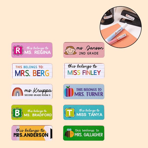 Personalisierte niedlichen Regenbogen Buntstift wasserdicht Lehrer Schule Bibliothek Etiketten Briefpapier mit Namen und Klasse Lehrertag Geburtstag Geschenk für Lehrer