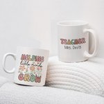 Personalized Helping Little Minds Grow Cute Flowers 11oz 15oz Ceramic Mug with Name Birthday Appreciation Back to School Gift for Teacher