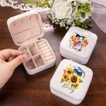 Gepersonaliseerd boeket bloemen afstudeerhoofd leren juwelendoos met naam draagbaar afstudeergeschenk voor haar