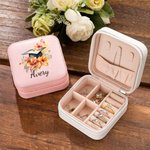Gepersonaliseerd boeket bloemen afstudeerhoofd leren juwelendoos met naam draagbaar afstudeergeschenk voor haar