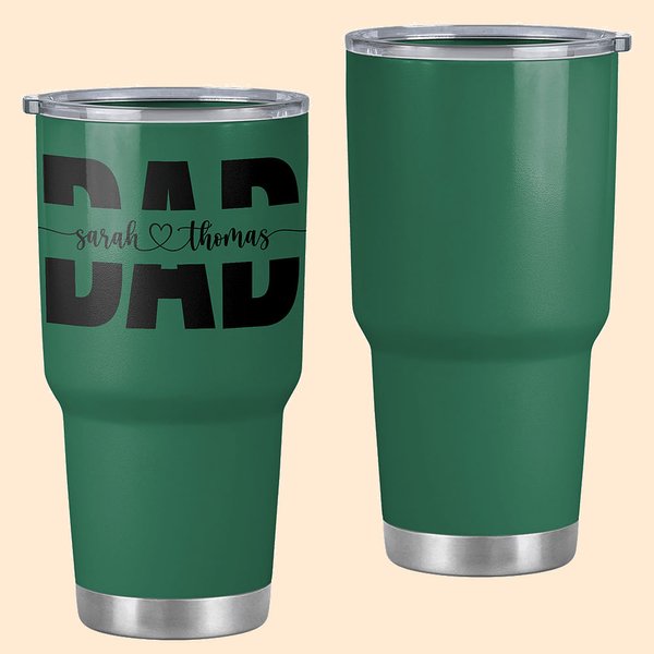 Taza de café aislante personalizada Papá Papá 30oz Tumbler con 1-8 nombres Día del Padre Cumpleaños Gracias Regalo para él