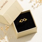 Personalized Infinity Ring with 3 Birthstone with Engraved Text Mother's Day Birthday Gift for Her