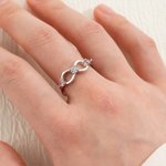 Personalized Infinity Ring with 3 Birthstone with Engraved Text Mother's Day Birthday Gift for Her