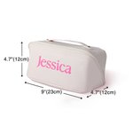 Henkilökohtainen nahka vedenpitävä Glitter nimi meikki laukku jakaja ja kahva Travel Accessory syntymäpäivä häät lahja naisille