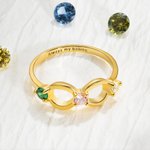 Personalized Infinity Ring with 3 Birthstone with Engraved Text Mother's Day Birthday Gift for Her