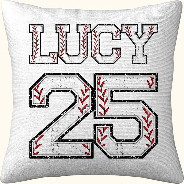 Personalised Multicolour Baseball Sports Theme Throw Pillow Cover with Name and Number Birthday Team Gift for Baseball Players Fans