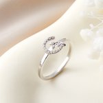 Personalised Gemstone Setting Twig Leaves Initial Ring Engagement Bridal Anniversary Birthday for Her