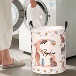 Personlig djungeldjur Stor leksakstvättkorg med namn och initialer Vattentät Oxford-duk Baby Shower Housewarming-present för familj och barn