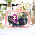 Personlig Tecknad Kvinna Flicka Födelse Blomma Klar Vattentät Sminkväska med Namn Resesaker Bröllop Fest Resa Present till henne