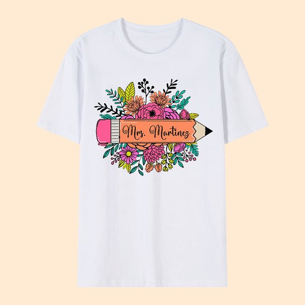 Gepersonaliseerd Bloempotlood T-Shirt Sweatshirt met Naam Lerarendag Waardering Terug naar School Cadeau voor Leraar
