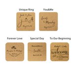 Henkilökohtainen sarja 10 uudelleenkäytettävää häät Favor Cork Coasters parin nimellä ja päivämäärällä Bridal Shower -lahja vastanaineille