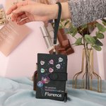 Personalised Gradient Dandelion Flower Tri-fold Leather Wristlet Wallet with 1-8 Bubble Heart and Name Birthday Mother's Day Gift for Mom Grandma