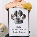 Personalised Meet You at the Rainbow Bridge Canvas Painting Wall Art with Pet Paw 5 Photos Collage and Name Memorial Gift for Pet Lovers Loss of Pet