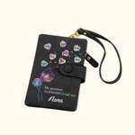Personalised Gradient Dandelion Flower Tri-fold Leather Wristlet Wallet with 1-8 Bubble Heart and Name Birthday Mother's Day Gift for Mom Grandma