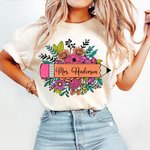 Gepersonaliseerd Bloempotlood T-Shirt Sweatshirt met Naam Lerarendag Waardering Terug naar School Cadeau voor Leraar