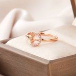 Personalised Gemstone Setting Twig Leaves Initial Ring Engagement Bridal Anniversary Birthday for Her