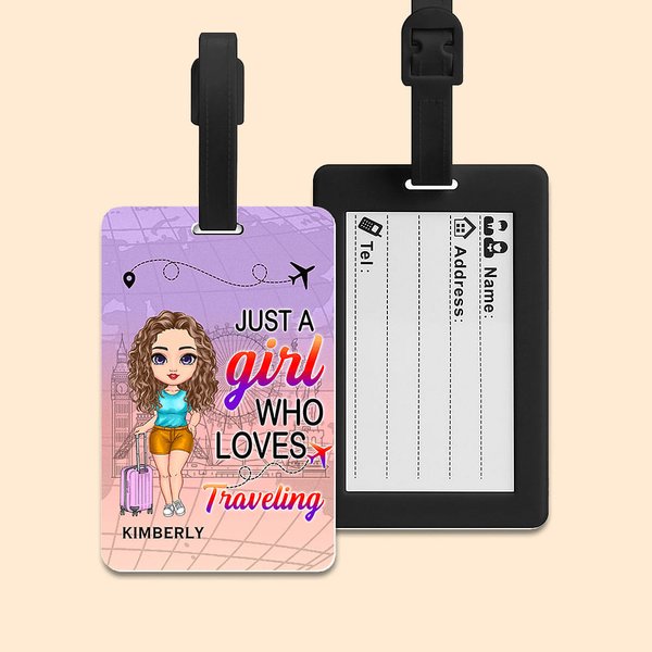 Étiquette de Bagage Personnalisée avec Dessin Personnage et Nom Accessoire de Voyage Cadeau Anniversaire pour Amoureux de Voyage