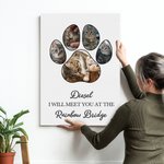 Personalised Meet You at the Rainbow Bridge Canvas Painting Wall Art with Pet Paw 5 Photos Collage and Name Memorial Gift for Pet Lovers Loss of Pet