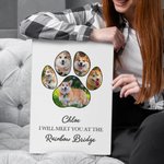Personalised Meet You at the Rainbow Bridge Canvas Painting Wall Art with Pet Paw 5 Photos Collage and Name Memorial Gift for Pet Lovers Loss of Pet