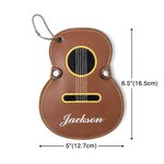 Personalized Guitar-Shaped Portable PU Leather Guitar Picks Storage Case with Name and Key Ring Birthday Music Festival Gift for Guitar Player