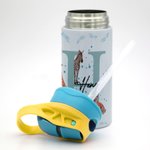Personalisierte bunte Tier Dschungel 12oz Sport Wasserflasche mit Strohhalm Geburtstag zurück zu Schule Geschenk für Kinder 5