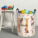Personlig djungeldjur Stor leksakstvättkorg med namn och initialer Vattentät Oxford-duk Baby Shower Housewarming-present för familj och barn