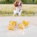 Boucles d'Oreilles Unisexes Personnalisées avec Texte Gravé sur Patte Animale Cadeau Anniversaire Souvenir pour Amoureux d'Animal de Compagnie