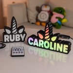 Lampe de Nuit LED en Impression 3D Personnalisée avec Nom de Licorne Décoration Bureau Chambre d'Enfant Cadeau d'Anniversaire pour Enfant
