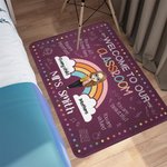 Personalized Welcome to Our Classroom Rainbow Doormat with Name and Cartoon Teacher Character Non-Slip Teacher's Day Back To School Gift for Teacher