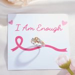 Bague Personnalisée avec Nom Gravure Ruban à la Sensibilisation à la Lutte Contre Cancer du Sein Cadeau d'Encouragement pour Femme