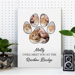 Personalised Meet You at the Rainbow Bridge Canvas Painting Wall Art with Pet Paw 5 Photos Collage and Name Memorial Gift for Pet Lovers Loss of Pet