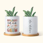 Gepersonaliseerde Helping Little Minds Groeien Keramische Plant Pot met Naam en Bamboe Base Teacher Waardering Terug naar School Gift voor leerkrachte