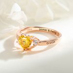 Personalisierter Herz Geburtsstein Ring mit Text Gravur Zirkonia Sterling Silber Versprechen Muttertag Valentinstag Hochzeit Geschenk für Damen