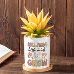 Gepersonaliseerde Helping Little Minds Groeien Keramische Plant Pot met Naam en Bamboe Base Teacher Waardering Terug naar School Gift voor leerkrachte